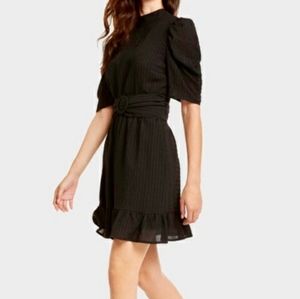 Leyden Puff Sleeve Belted Mini Dress Black

NWT